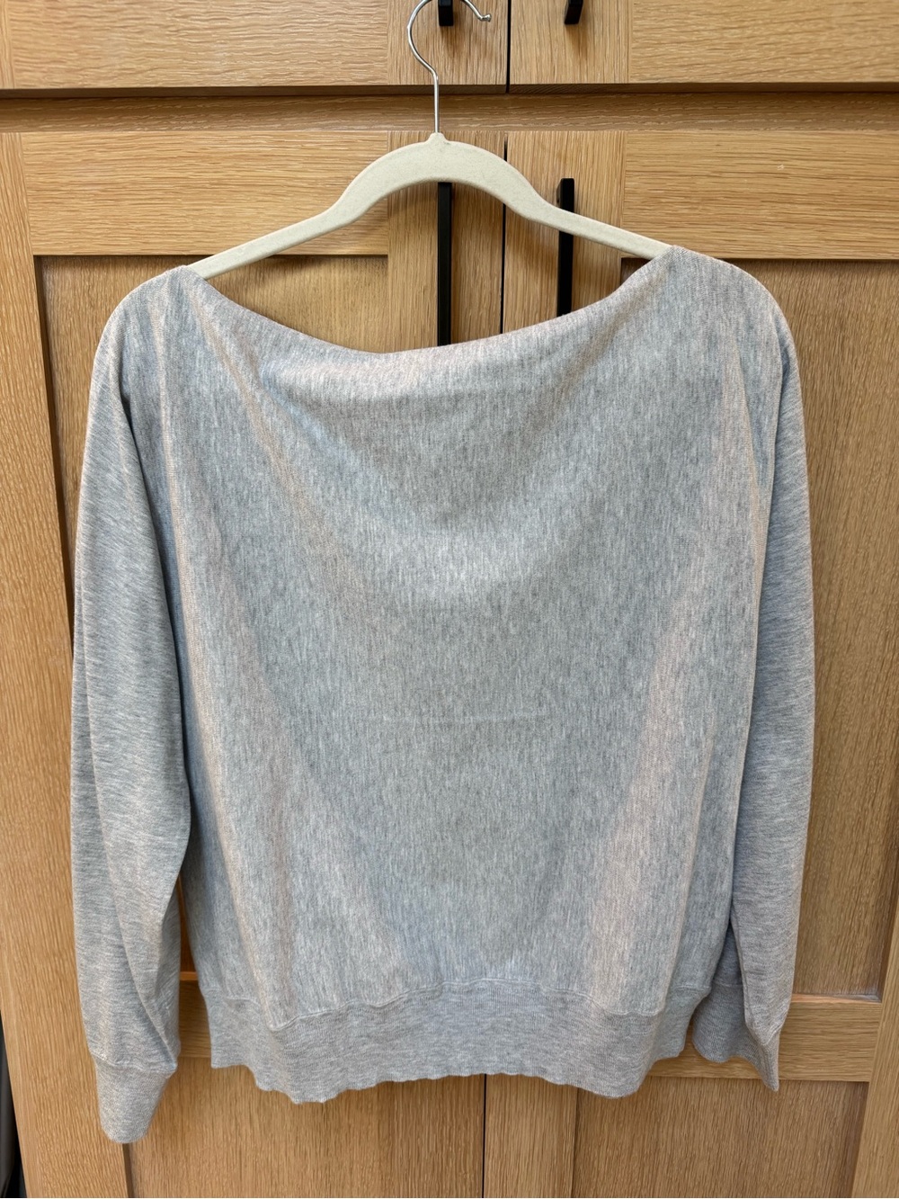 Aritzia Inspiration Light Gray Off-the-Shoulder Sweater
